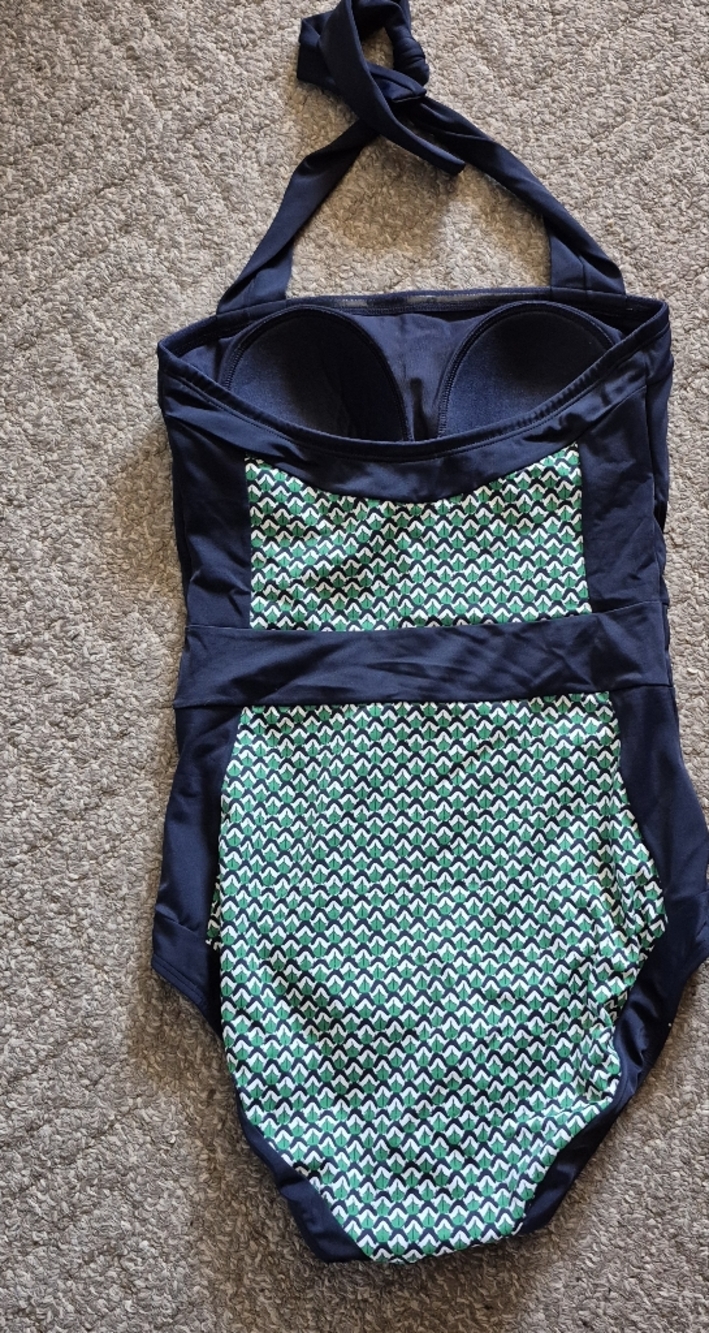 Boden Santorini  Navy & Green Geometric One-Piece Swimsuit Sz.6 - Picture 5 of 7